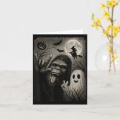 Carte Funny Bigfoot Selfie With Boo Halloween Costume Me (Fleur jaune)