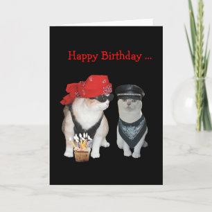 Carte Funny Biker Chat Anniversaire