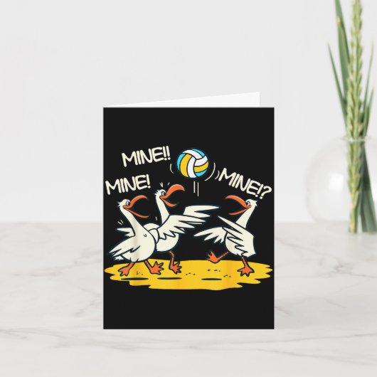 Carte Funny Bird Playing Volleyball Mine Game Day Beach  (Devant)