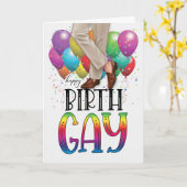 Carte Funny Birth GAY Mens Legs Rainbow Birthday (Fleur jaune)