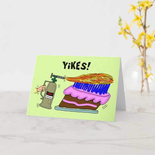 Carte Funny Birthday Card: Blow Torch Candles (Fleur jaune)