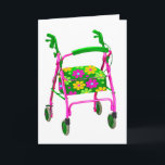 Carte Funny birthday card for older person<br><div class="desc">"Getting older is scary." Nothing like a day glo flower power walker to make the birthday boy or birthday girl want to get up and dance...  or scream.</div>