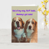 Carte Funny Birthday Card Short Dog with Fluffy Dogs (Fleur jaune)