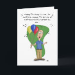 Carte Funny Birthday Cards<br><div class="desc">Funny Birthday card with a funny cartoon image of an old man singing a Birthday melody.</div>