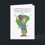 Carte Funny Birthday Cards<br><div class="desc">Funny Birthday card with a funny cartoon image of an old man singing a Birthday melody.</div>