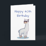 Carte Funny Birthday Custom Age 30th Llama Animal<br><div class="desc">Funny Birthday 30th or customize the year Llama Animal    Got my shades on because there will be soooo many candles.</div>