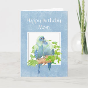 Carte Funny Birthday for Maman Parrot Couple Birds