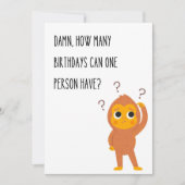 Carte Funny Birthday Greeting Card Singe Humour unique (Devant)