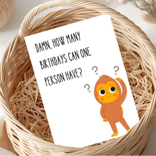 Carte Funny Birthday Greeting Card Singe Humour unique