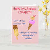 Carte Funny Birthday Ice Creative Chaque année Ajouter v (Fleur jaune)