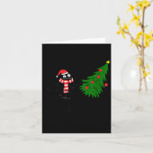 Carte Funny Black Cat Gift Pushing Christmas Tree Over C (Fleur jaune)