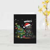 Carte Funny Black Cat Pushing Christmas Tree  (Fleur jaune)