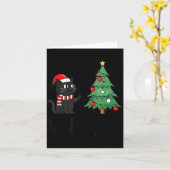 Carte Funny Black Cat Pushing Christmas Tree Over Cat Wh (Fleur jaune)