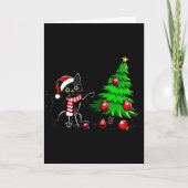 Carte Funny Black Cat Pushing Christmas Tree Over Cat Wh (Devant)