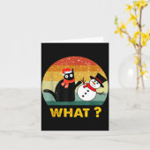 Carte Funny Black Cat Pushing Snowman Xmas Winter Costum (Fleur jaune)
