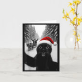 Carte Funny Black Cat Selfie With Santa Christmas Men Wo (Fleur jaune)