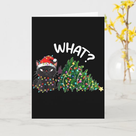 Carte Funny Black Cat What_ Christmas Tree Funny Cat Lov (Fleur jaune)