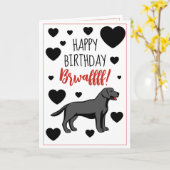 Carte Funny Black Labrador Retriever Anniversaire (Fleur jaune)