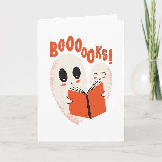 Carte Funny Bookworm Ghost Halloween Costume Booooks (Devant)