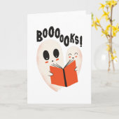 Carte Funny Bookworm Ghost Halloween Costume Boooooks (Fleur jaune)
