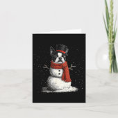 Carte Funny Boston Terrier Dog Christmas Snowman Xmas Pa (Devant)