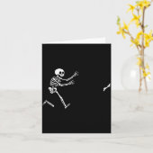 Carte Funny Boxer Running Skeleton Halloween (Fleur jaune)