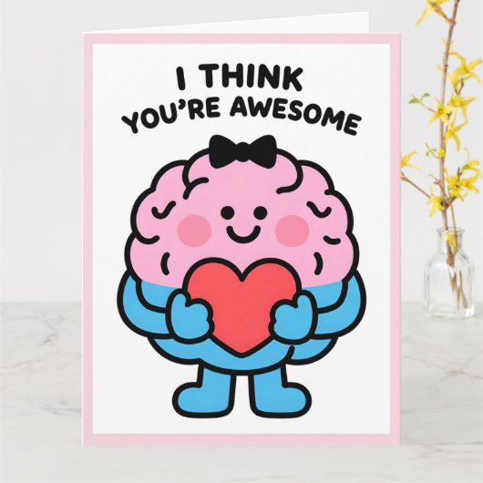Carte Funny Brain Love Valentine Greeting Card (Fleur jaune)