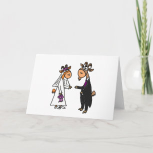 Carte Funny Bride et Groom Goat Wedding