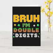 Carte Funny Bruh I'm Double Digits Gamer Pixel 10th Birt (Fleur jaune)