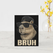 Carte Funny Bruh Meme Capybara Lover Cool Sungles For Me (Fleur jaune)