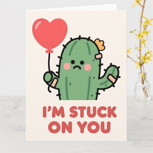 Carte Funny Cactus Love Pun Valentine Card (Fleur jaune)