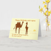 Carte Funny Camel Birthday card ajouter nom front. (Fleur jaune)