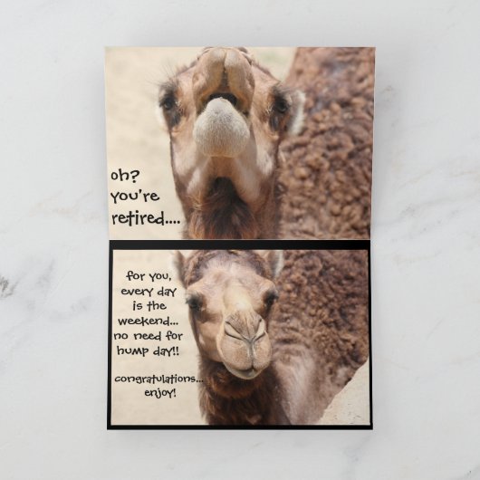 Carte Funny Camel Hump Day Retirement Card (Intérieur)