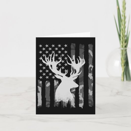 Carte Funny Camouflage Usa Drapeau blanc Buck Deer Hunt (Devant)