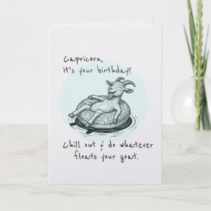 Carte Funny Capricorne Chèvre flottante Zodiac Anniversa