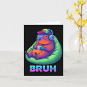 Carte Funny Capybara Bruh Video Games Lovers (Fleur jaune)