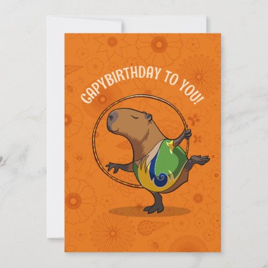 Carte Funny Capybara Capybirthday To You! Dancer Cartoon (Devant)