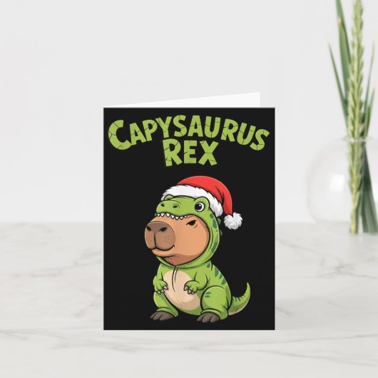 Carte Funny Capybara T-rex Costume Christmas Kids Boys (Devant)