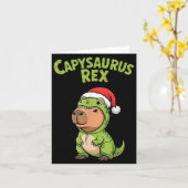 Carte Funny Capybara T-rex Costume Christmas Kids Boys (Fleur jaune)