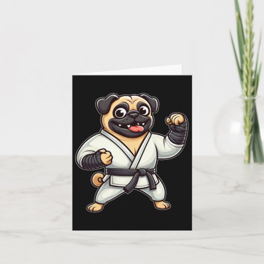 Carte Funny Carlin Doing Karate Martial Arts (Devant)