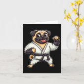 Carte Funny Carlin Doing Karate Martial Arts (Fleur jaune)