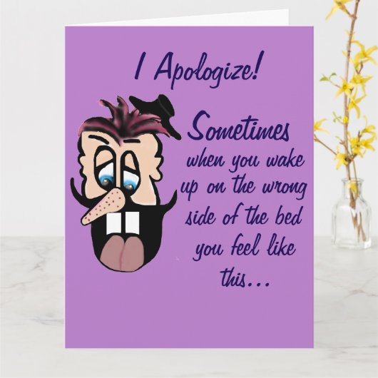 Carte Funny Cartoon Apology  (Fleur jaune)