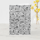 Carte Funny Cartoon Faces Squares (Fleur jaune)