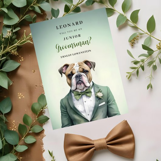 Carte Funny Cartoon Humanoide Bulldog JR Groomsman