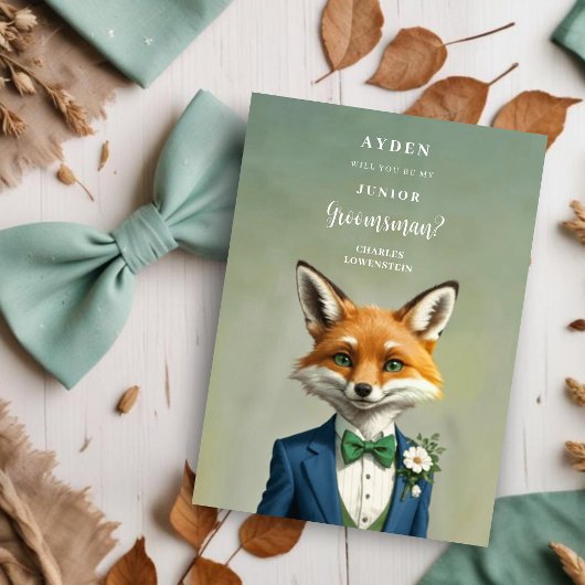 Carte Funny Cartoon Humanoide Fox JR Groomsman Proposal