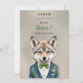 Carte Funny Cartoon Humanoide Young Wolf Ring Bearer (Devant)