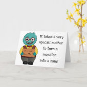 Carte Funny Cartoon Monster Happy Mother's Day From Son (Fleur jaune)