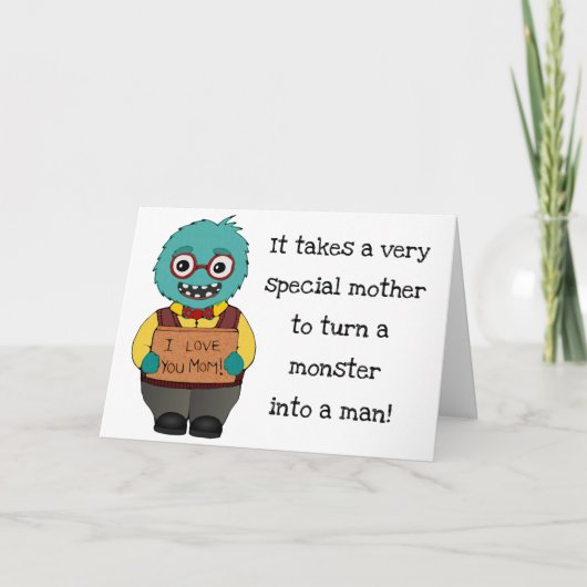 Carte Funny Cartoon Monster Happy Mother's Day From Son (Devant)