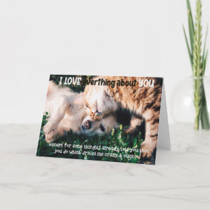 Carte Funny Cat and Dog Birthday Card