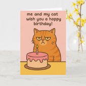 Carte Funny cat birthday card (Fleur jaune)